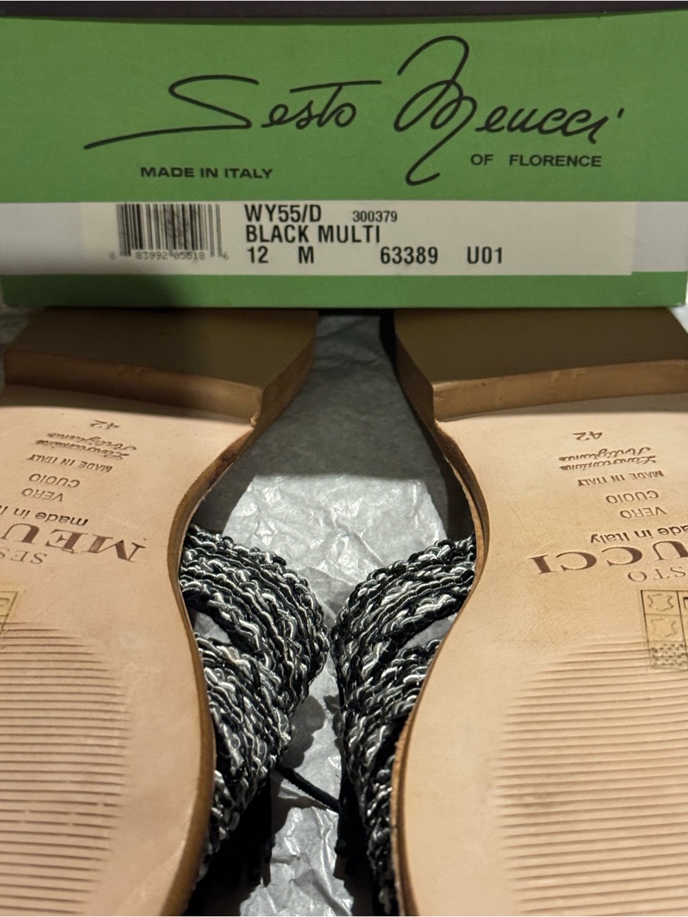 NIB Sesto Meucci of Florence Vero Cuoio leather fringe sandals. Size 12. - Picture 7 of 7